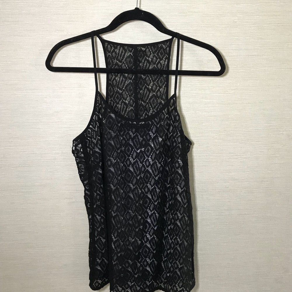 Nanette Lepore Black Lace Racerback Tank Sz 8